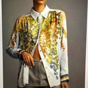 ANTHROPOLOGIE "CONDITIONS APPLY"  Blooming Long-Sleeve Collared Blouse